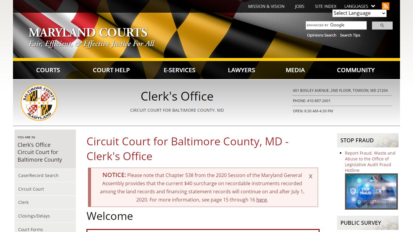 Circuit Court for Baltimore County, MD - Clerk's Office